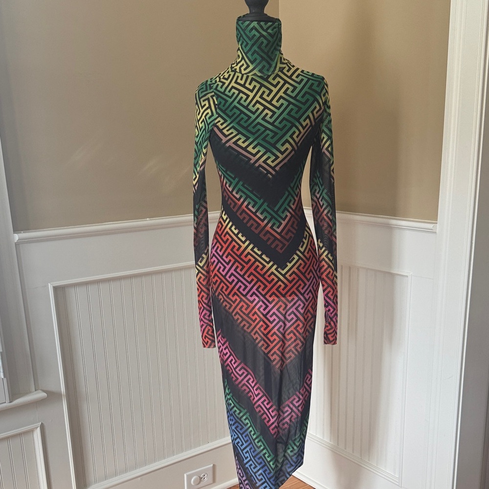 AFRM Colorful Maze Long Sleeve Dress